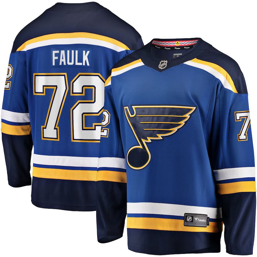 Men St. Louis Blues 72 Justin Faulk Fanatics Branded Blue Home Breakaway Player NHL Jersey